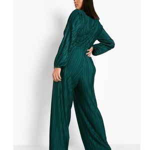 Plus tall Plisse Twist Detail Wide Leg Jumpsuit